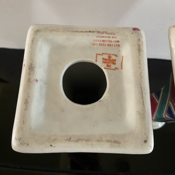Vintage Oklahoma Importing Company Hand Painted Ceramic 8.5” Pair Candle Holders - Picture 5 of 9
